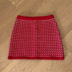 NWOT Roots 100% Merino Wool - Holiday Christmas Falling Snow Mini Skirt - Size S
